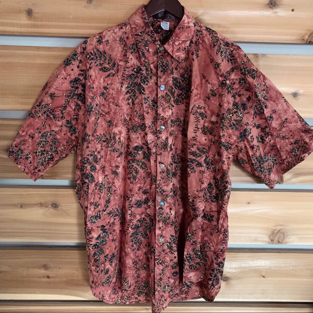 vintage Indonesian batik button up shirt.